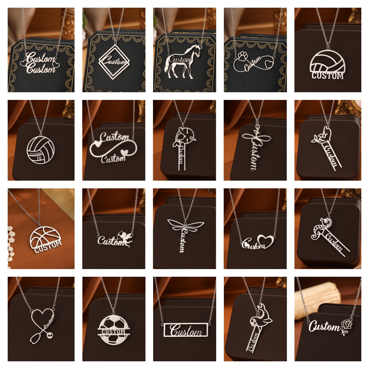 Name Necklace Custom - 1 PC สแตนเลสสตีลที่กําหนดเองส่วนบุคคลชื่อสร้อยคอ Cursive Letter ป้ายสร้อยคอครอบครัวเครื่องประดับวันหยุดของขวัญ