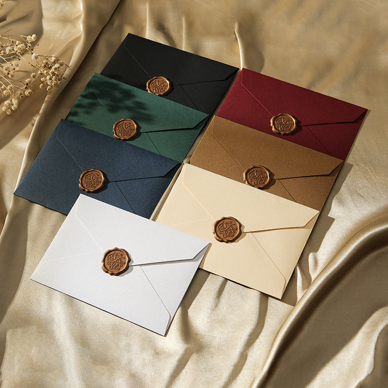 Wax Seal Letter Kit - 10 ชุด 16x11 ซม. การ์ดอวยพรเนื้อผ้าลินินซองจดหมายคลาสสิกซองเปล่าซองจดหมายเชิญงานแต่งงานของขวัญพร้อมซีลแว็กซ์