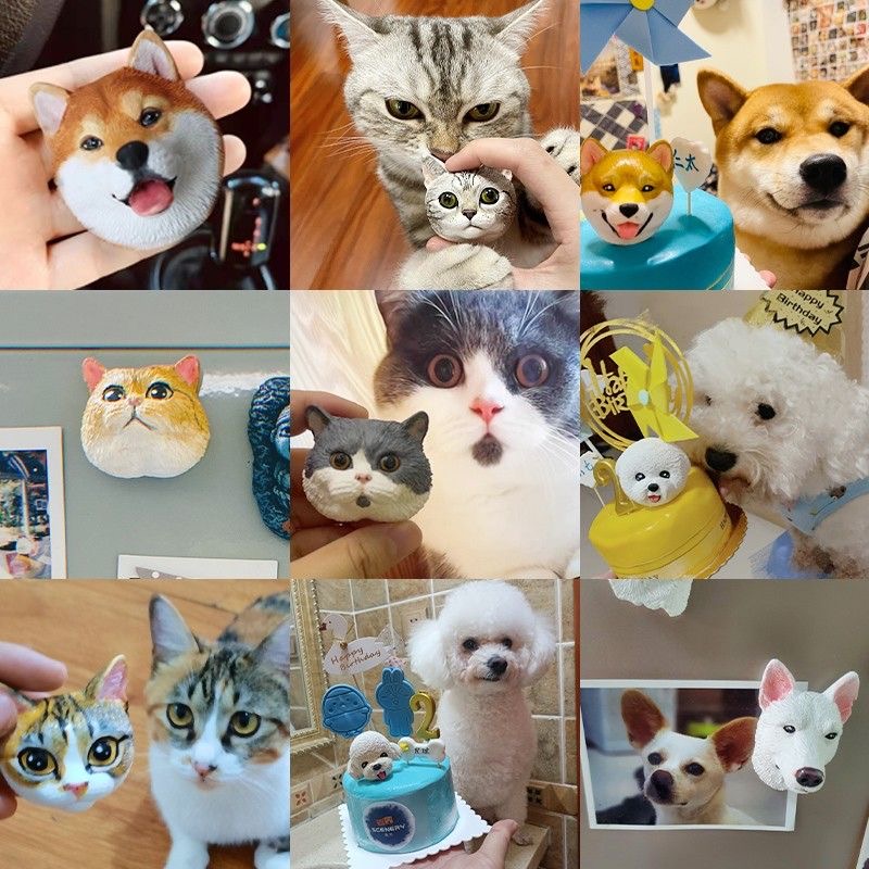 Pet Portrait Custom - เครื่องประดับรูปสัตว์เลี้ยงแบบกำหนดเอง 3 มิติ ของตกแต่งรูปหัวสุนัขแบบสั่งทำ ของขวัญส่วนตัวสำหรับแมว รูปปั้นรูปคนสัตว์เลี้ยงทั้งตัว