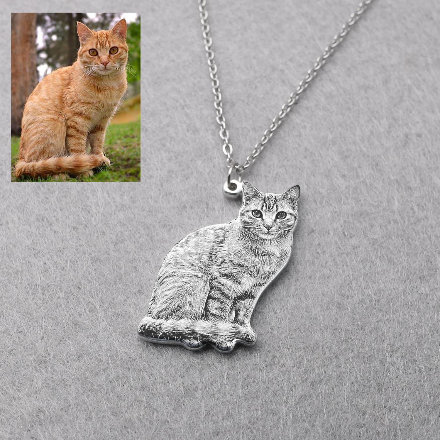 Pet Portrait Custom - สร้อยคอรูปสัตว์เลี้ยงแบบกำหนดเอง สร้อยคอรูปภาพสุนัขหรือแมว เครื่องประดับที่ระลึกสัตว์เลี้ยง ของขวัญสำหรับคนรักสุนัข