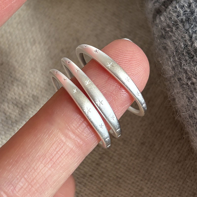 Initial Ring Custom - แหวนเงินแท้ 925 สำหรับผู้หญิงคู่รักมินิมอลลิสต์แคบประกายดาวเครื่องประดับของขวัญวันเกิดป้องกันภูมิแพ้