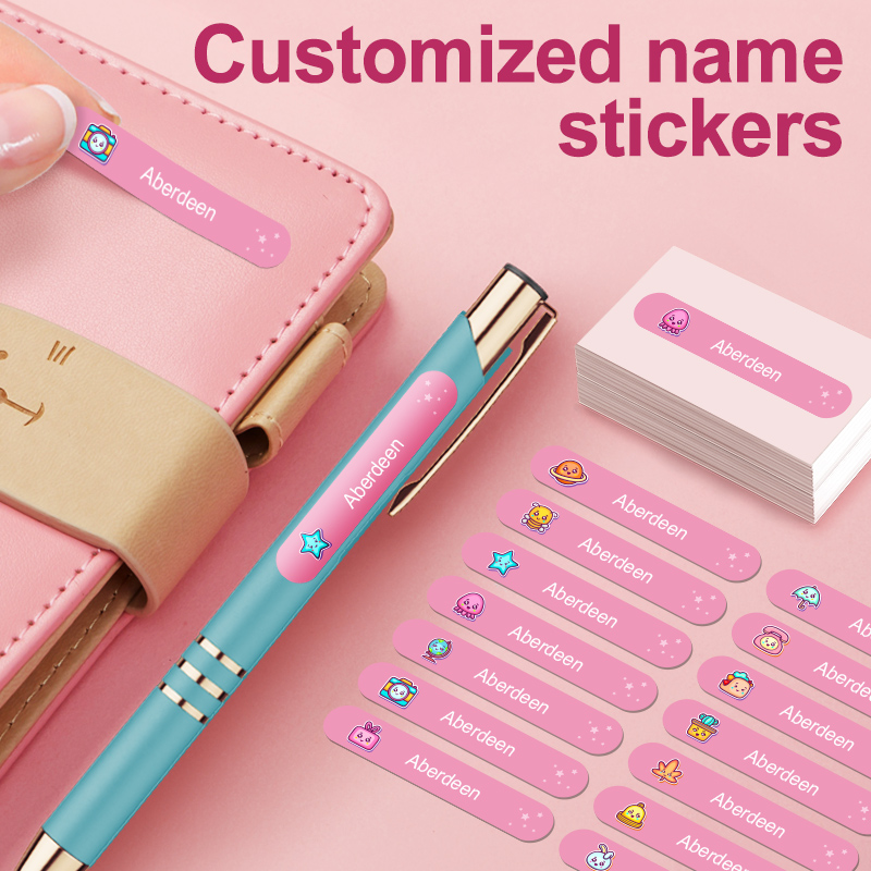 Personalized Name Box - สติกเกอร์กันน้ำแบบส่วนตัวสำหรับขวดน้ำและกล่องอาหารกลางวันสำหรับโรงเรียน, ป้ายชื่อแบบกำหนดเอง, สติกเกอร์ทนทาน, เป็นมิตรกับสิ่งแวดล้อมและนำกลับมาใช้ใหม่ได้