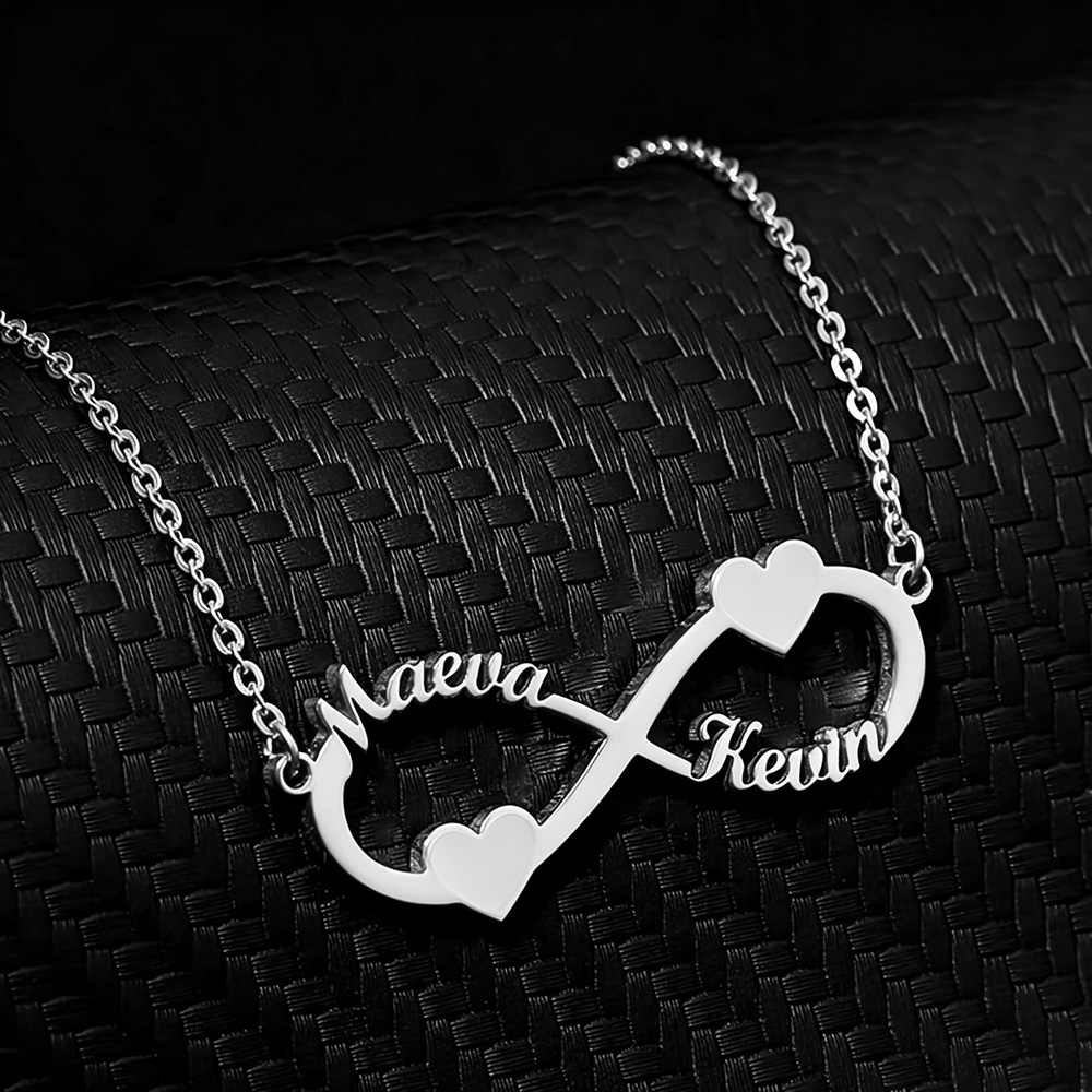 Name Necklace Custom - สร้อยคอชื่อสั่งทำ จี้รูปหัวใจอินฟินิตี้ สแตนเลสสตีล ป้ายชื่อส่วนตัว เครื่องประดับหรูหรา ของขวัญสำหรับผู้หญิง