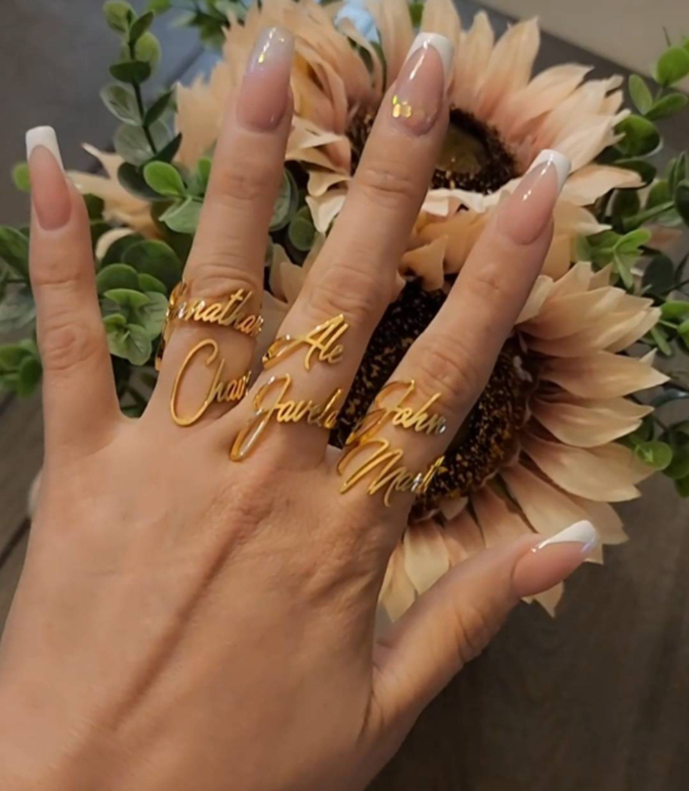 Initial Ring Custom - แหวนชื่อสั่งทำสำหรับผู้หญิงผู้ชายเครื่องประดับสแตนเลสแหวนคู่รักปรับได้