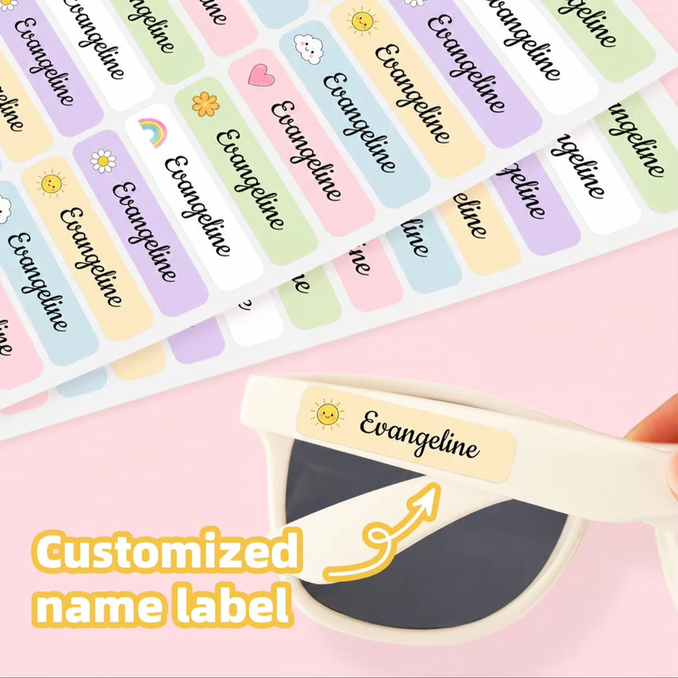 Personalized Name Box - สติกเกอร์ชื่อแบบกำหนดเอง 1-300 ชิ้น, ป้ายชื่อกันน้ำสำหรับกระเป๋าเดินทาง, ขวดขนม, ที่ชาร์จ,