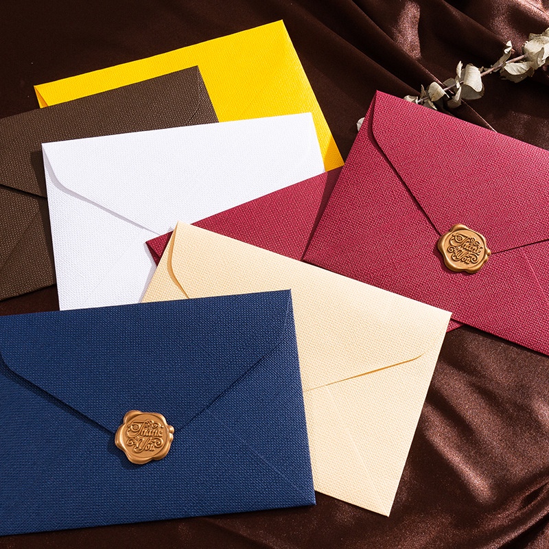 Wax Seal Letter Kit - 5ชิ้นผ้าลินินย้อนยุคซองจดหมายลายจดหมายสารภาพแฟนสาวบัตรเชิญทางธุรกิจโปสการ์ดบัตรเชิญปกจดหมายเชิญ