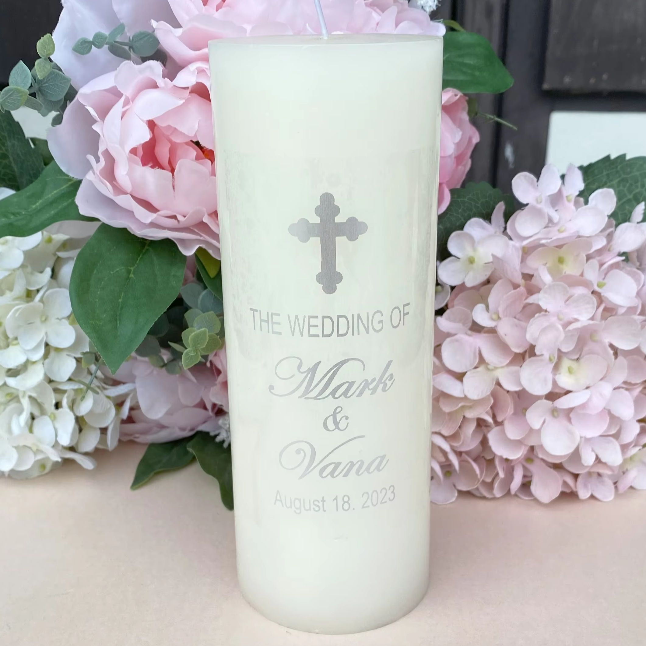 Personalised Candle Label - เงินส่วนบุคคลเทียนตกแต่งสติกเกอร์คริสเตียนงานแต่งงาน My Baptism เสาเทียนสติกเกอร์ Cross