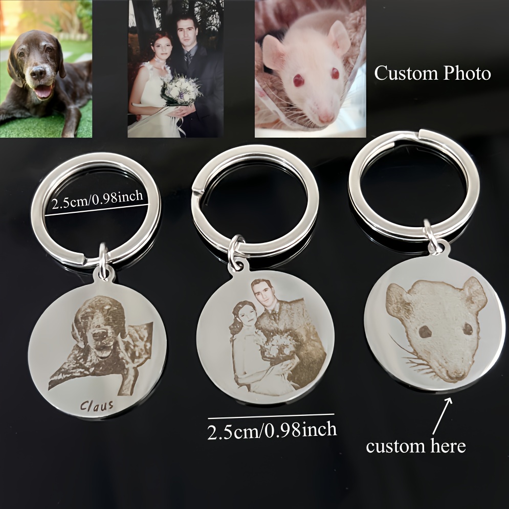 Pet Portrait Custom - CUSTOM PET Portrait ครอบครัวที่ระลึกข้อความพวงกุญแจสแตนเลสส่วนบุคคล Matching Key