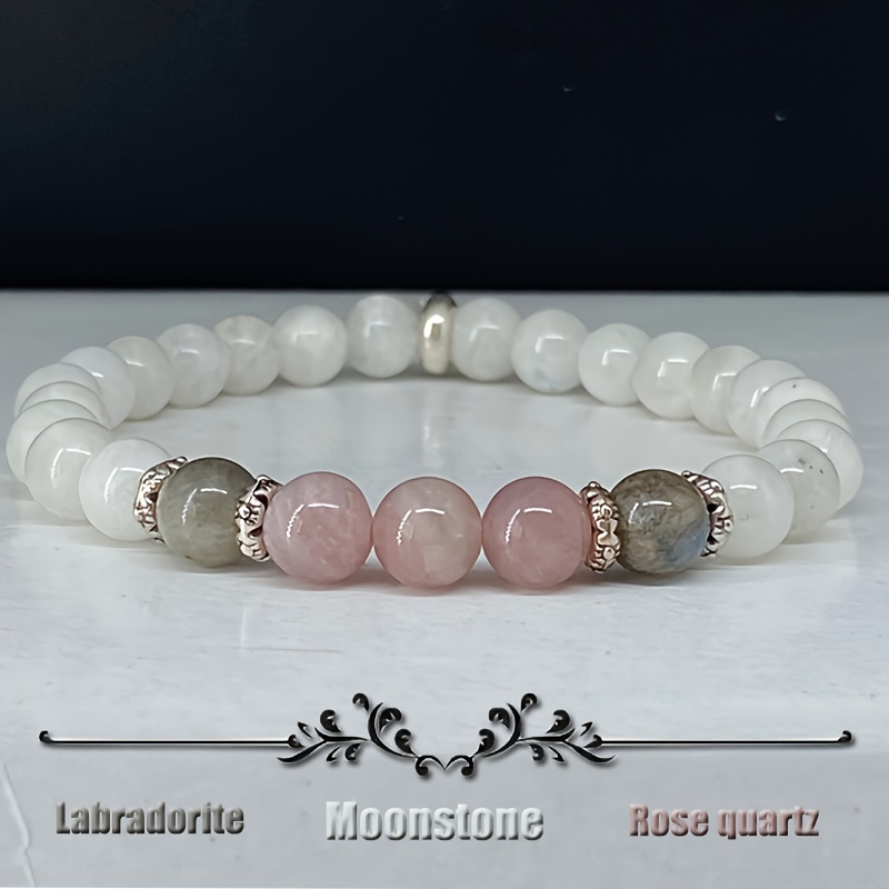 Coordinates Bracelet - 1 pc/มูนสโตน, Labradorite และ Rose Quartz