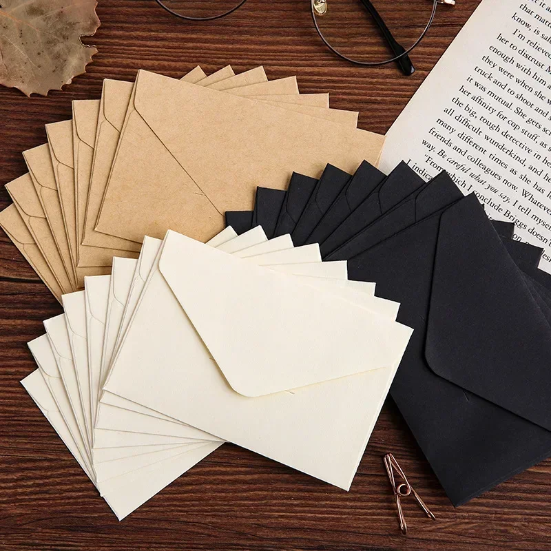 Wax Seal Letter Kit - 20/40/80PCS คลาสสิกสีขาวสีดํา Kraft BLANK MINI กระดาษหน้าต่างซองเชิญงานแต่งงานซองจดหมายซองจดหมายของขวัญ