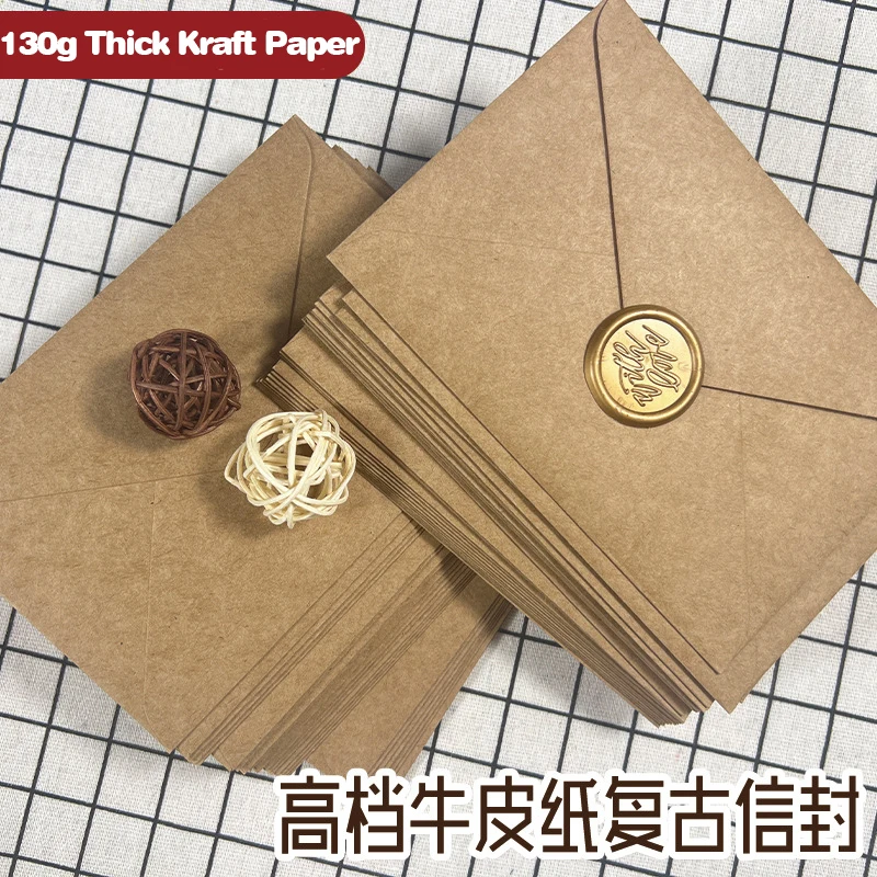 Wax Seal Letter Kit - 50 ชิ้นกระดาษคราฟท์สีน้ำตาลซองจดหมาย 108x158 มม. การ์ดเชิญงานแต่งงานธุรกิจอุปกรณ์โปสการ์ดกล่องของขวัญบรรจุภัณฑ์จัดเก็บเครื่องเขียน