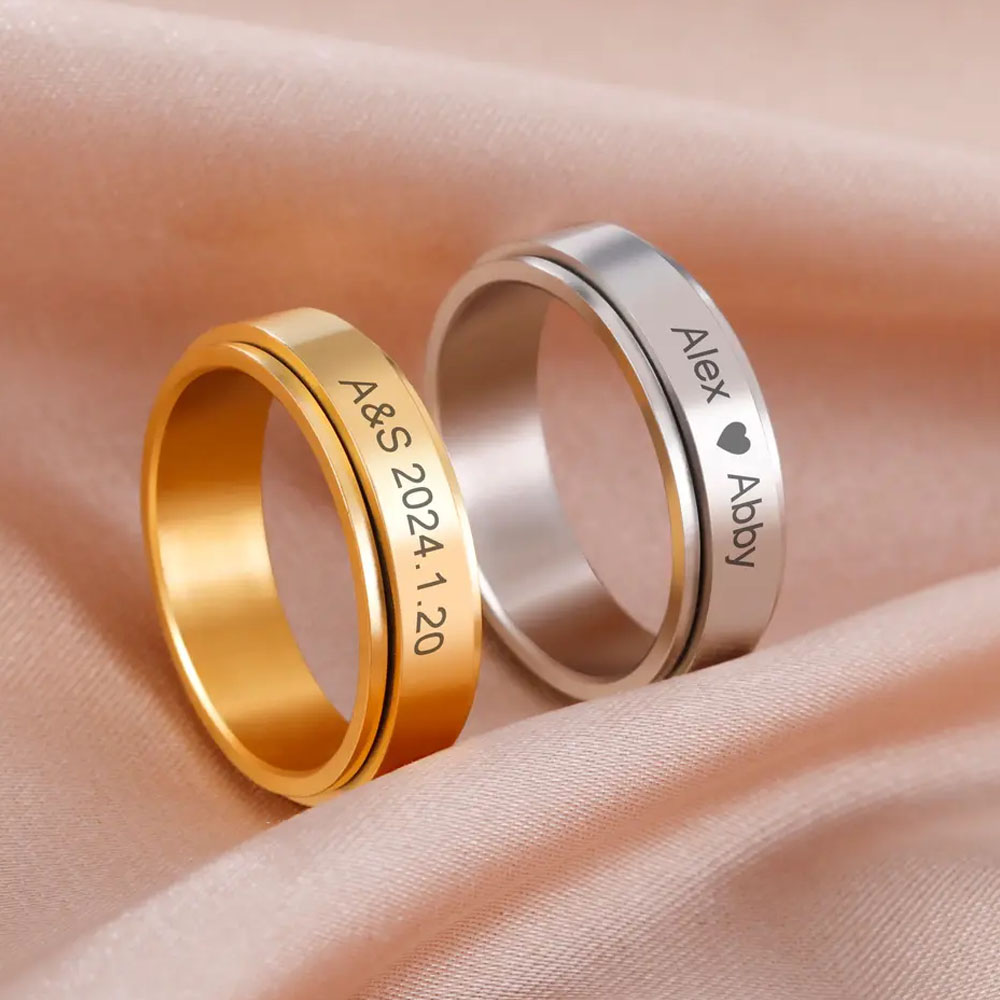 แหวนสแตนเลสสตีลสลักชื่อแบบกำหน - Initial Ring Custom บทวิจารณ์และราคา