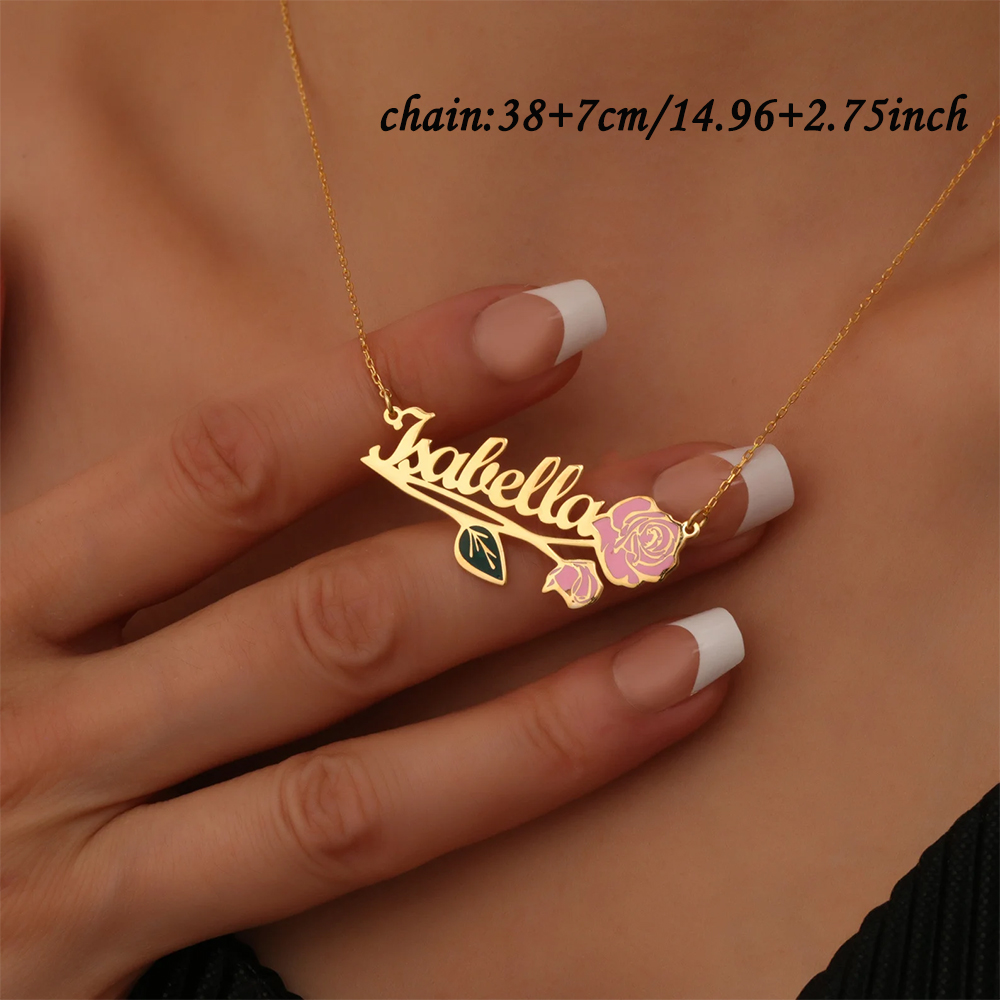 สร้อยคอชื่อดอกไม้ประจำวันเกิดห - Name Necklace Custom บทวิจารณ์และราคา