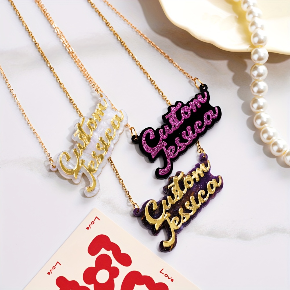 สร้อยคออะคริลิกสองชั้นแบบกำหนด - Name Necklace Custom บทวิจารณ์และราคา