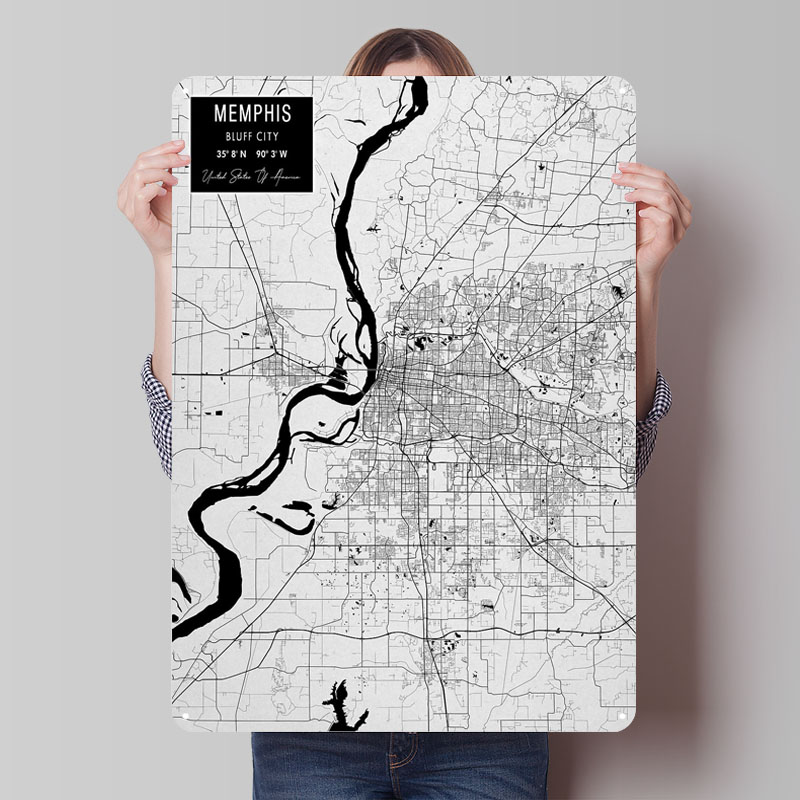 เมมฟิส TN USA Tinplate ป้ายแผน - Custom Map Poster บทวิจารณ์และราคา