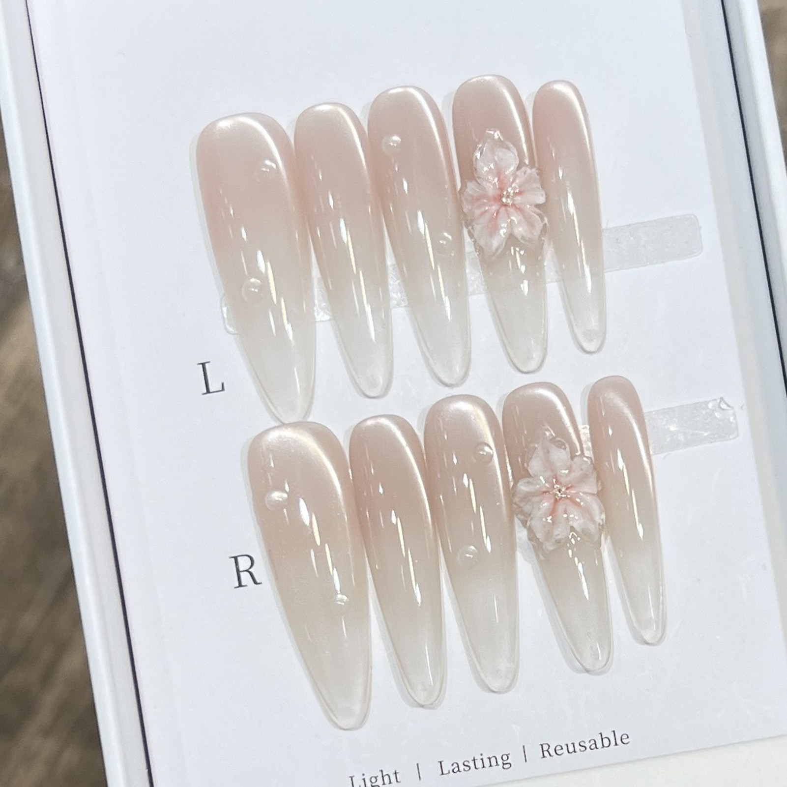 10pcs ยาวอัลมอนด์เล็บปลอมเคล็ด - Pressed Flower Art บทวิจารณ์และราคา