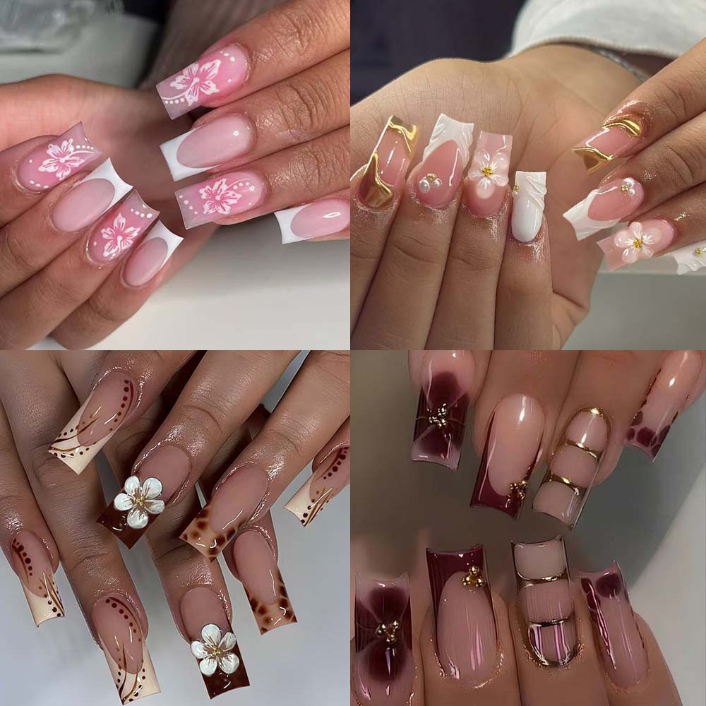 เล็บปลอมเจล 3 มิติ 96 ชิ้น (4  - Pressed Flower Art บทวิจารณ์และราคา