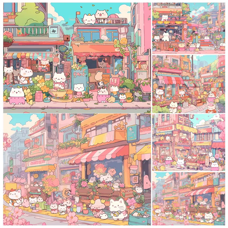 DIY ภาพวาดเพชรการ์ตูนแมวบาซาร์ - Photo Mosaic Print บทวิจารณ์และราคา