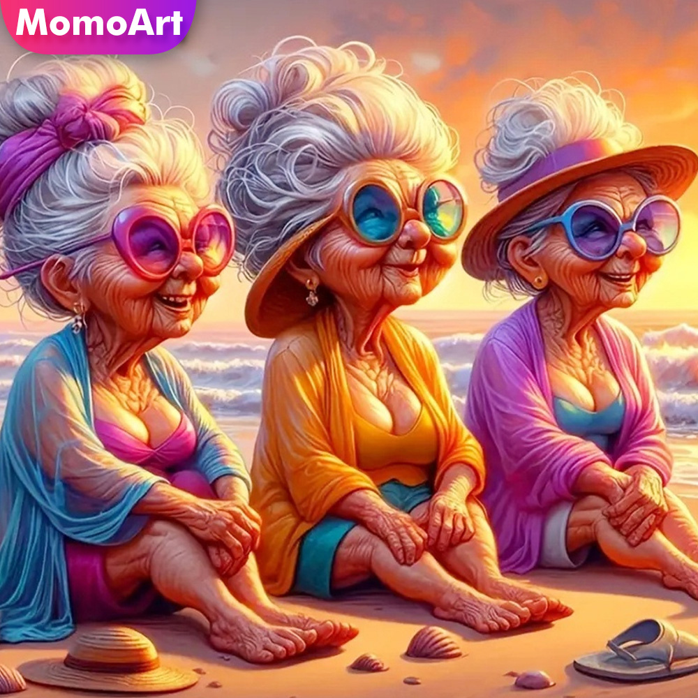 Momoart เพชรภาพวาด Old Lady ผู - Photo Mosaic Print บทวิจารณ์และราคา