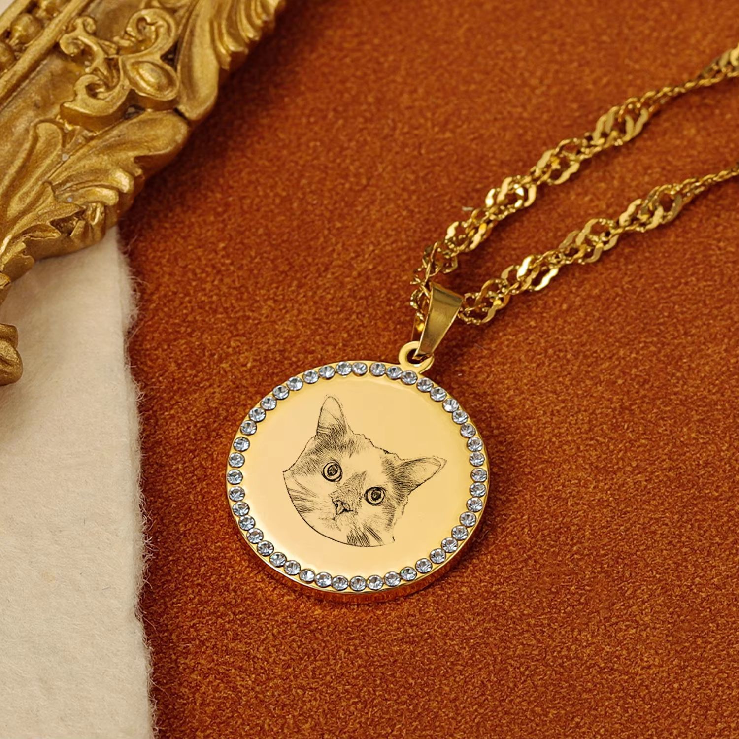 สร้อยคอจี้รูปทรงกลมสลักลายภาพถ - Pet Portrait Custom บทวิจารณ์และราคา