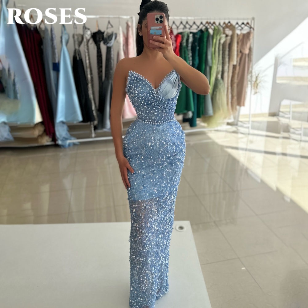 ROSES ชุดเดรสปาร์ตี้สีฟ้าหรูหร - Custom Night Sky บทวิจารณ์และราคา