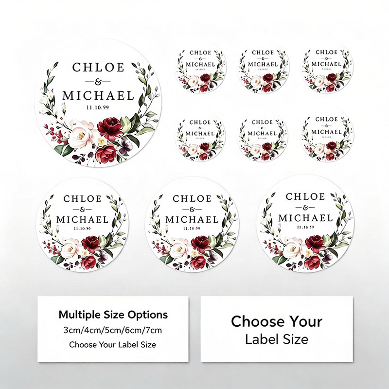 ฉลากปิดผนึกลายดอกไม้สีแดงไวน์ว - Personalized Name Box บทวิจารณ์และราคา
