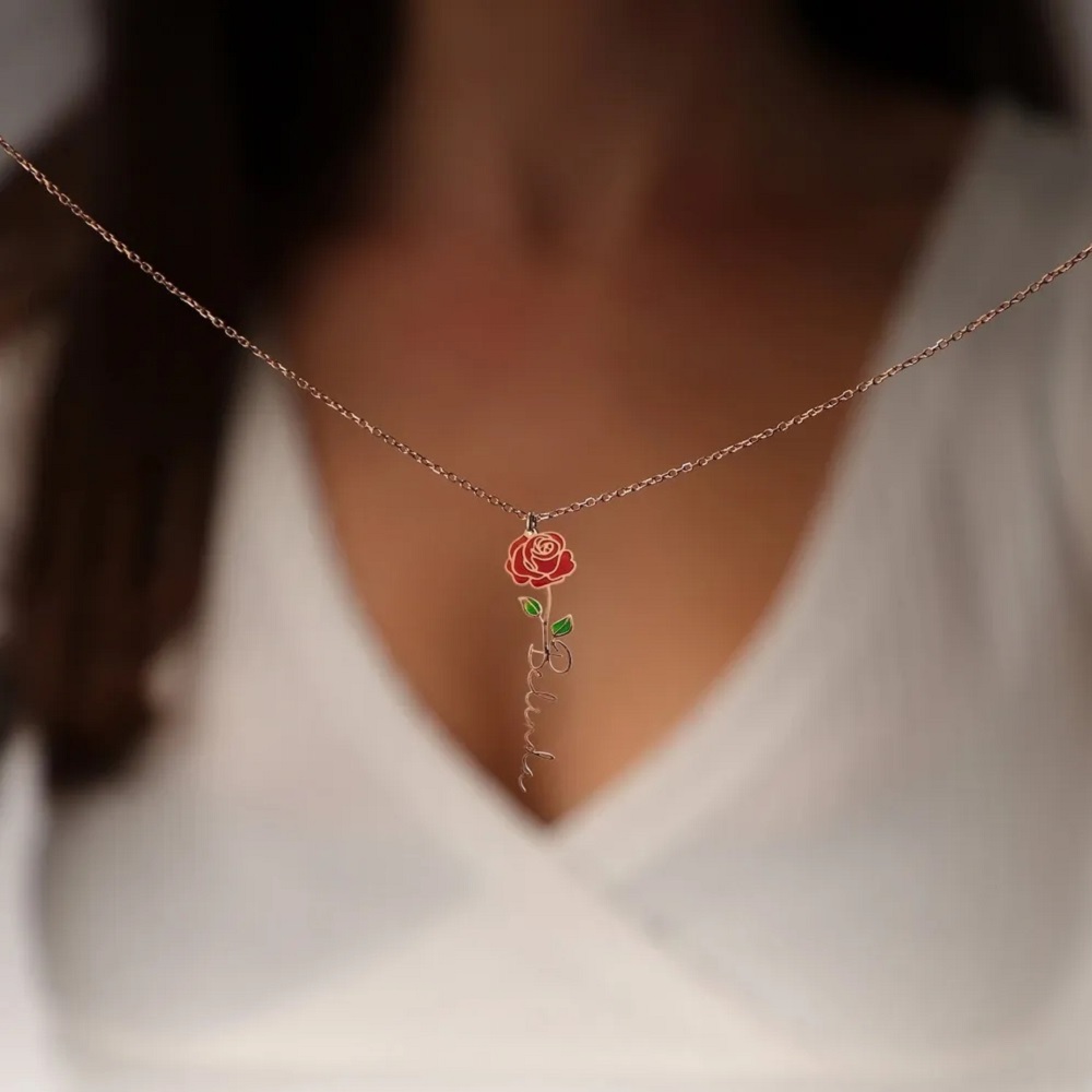 ส่วนบุคคลชื่อสร้อยคอ Birth ดอก - Birth Flower Necklace บทวิจารณ์และราคา