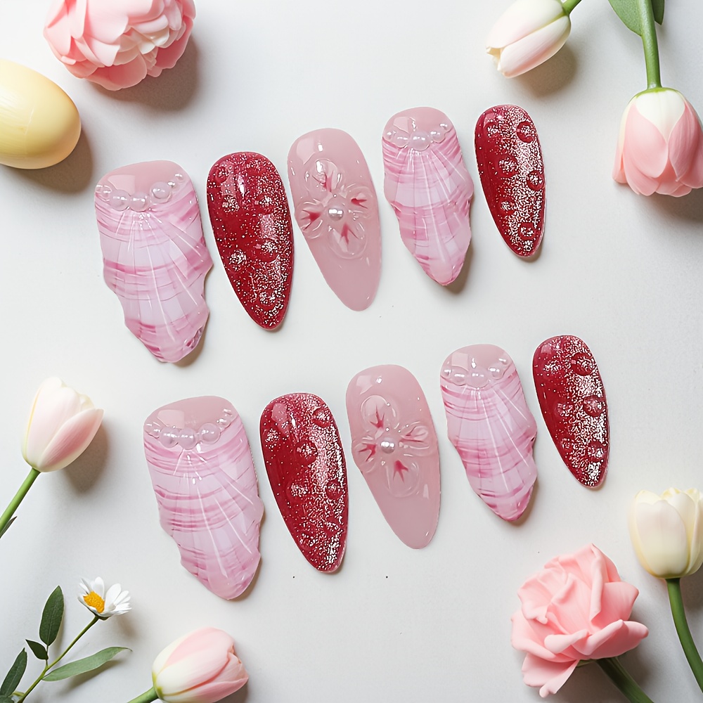 ชุดเล็บปลอมแบบกดติด 10 ชิ้น รู - Pressed Flower Art บทวิจารณ์และราคา