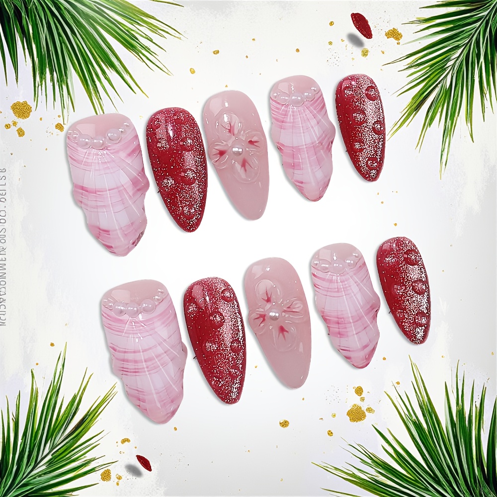 ชุดเล็บปลอมแบบกดติด 10 ชิ้น รู - Pressed Flower Art บทวิจารณ์และราคา
