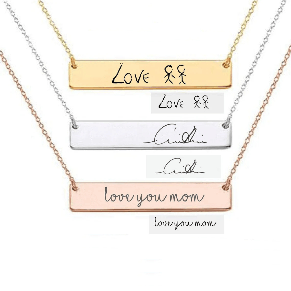 Actual Handwriting Bar Necklac - Handwriting Necklace Bar บทวิจารณ์และราคา