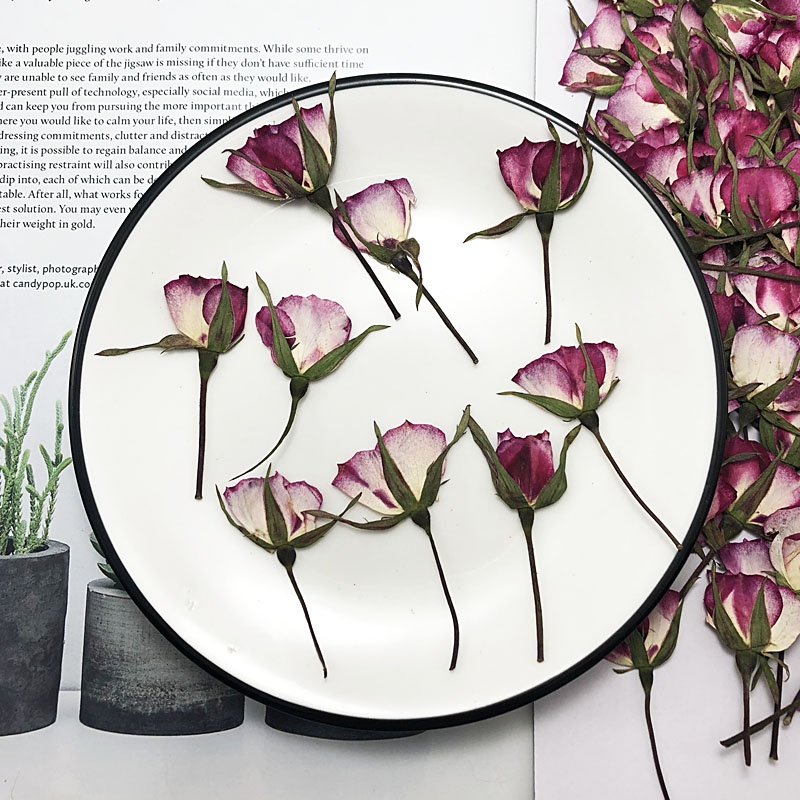 60Pcs แห้งกดสีคู่ Rose ดอกไม้พ - Dried Flower Bookmark บทวิจารณ์และราคา