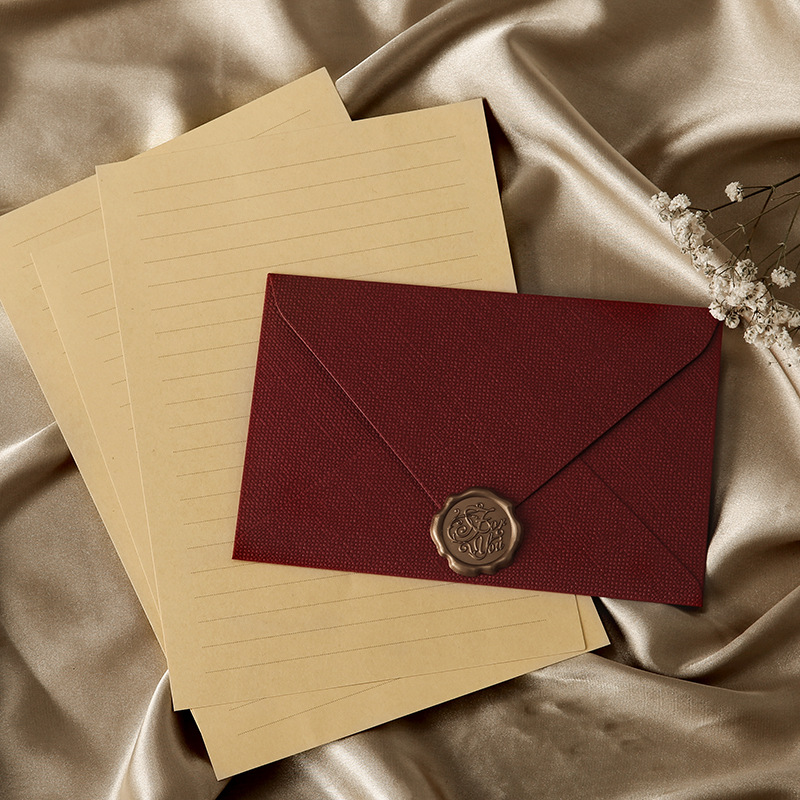 ชุดกระดาษซองกระดาษผ้าลินินสีน้ - Wax Seal Letter Kit บทวิจารณ์และราคา