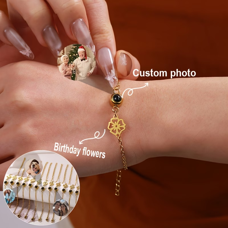 กำไลข้อมือสแตนเลสสตีลแบบกำหนดเ - Birth Flower Necklace บทวิจารณ์และราคา