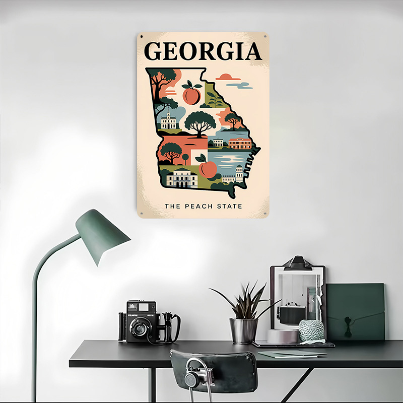 จอร์เจีย: แผนที่ภาพประกอบสถานะ - Custom Map Poster บทวิจารณ์และราคา