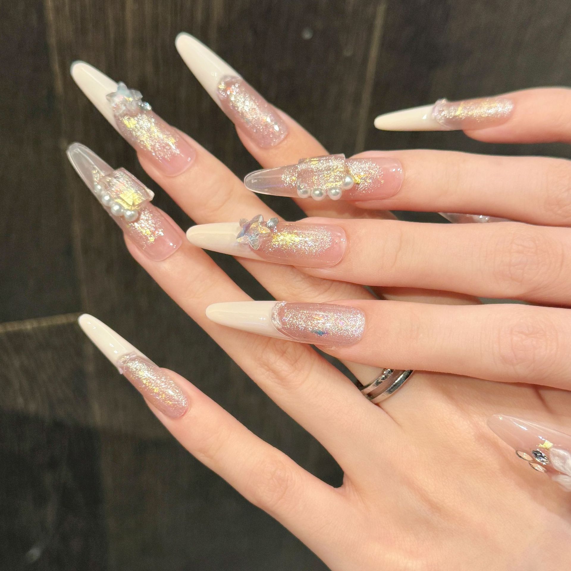 เล็บปลอมแบบกดติด 10 ชิ้น ลายดอ - Pressed Flower Art บทวิจารณ์และราคา