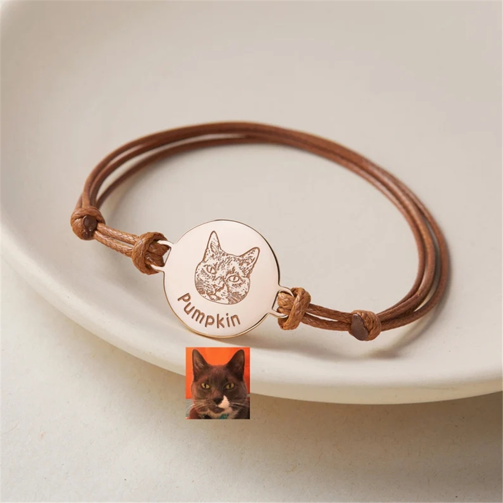 ปรับแมวสุนัขภาพสร้อยข้อมือหนัง - Pet Portrait Custom บทวิจารณ์และราคา