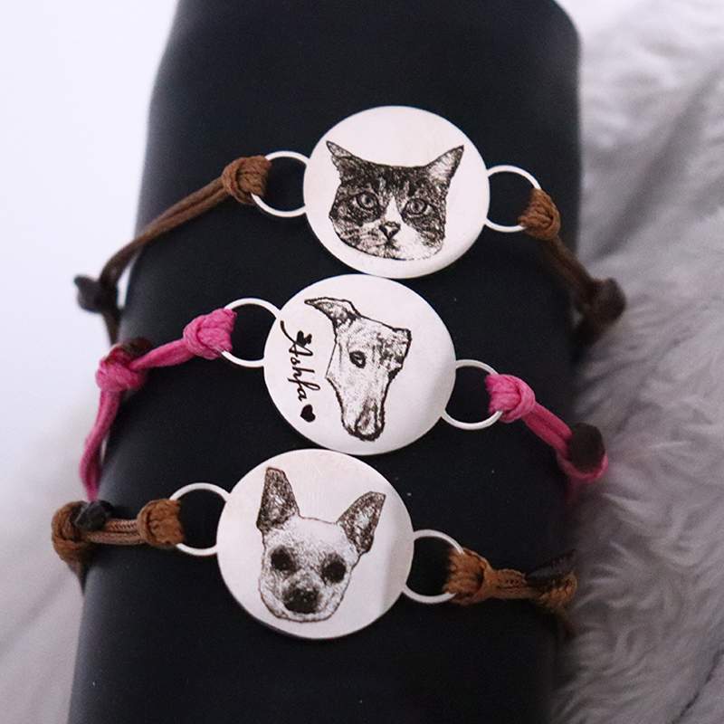 ปรับแมวสุนัขภาพสร้อยข้อมือหนัง - Pet Portrait Custom บทวิจารณ์และราคา