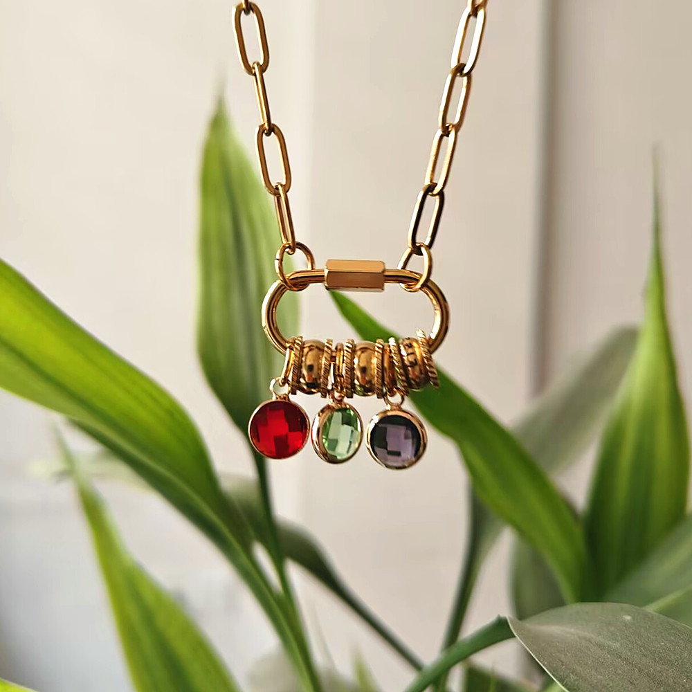 CUSTOM Carabiner ชื่อ Charm สร - Birth Flower Necklace บทวิจารณ์และราคา