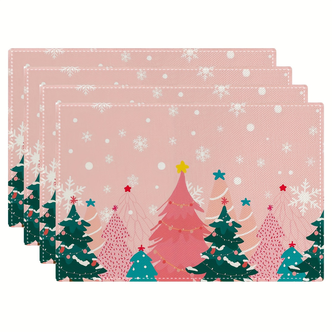 แผ่นรองจานลายต้นคริสต์มาสสีชมพ - Family Tree Print บทวิจารณ์และราคา