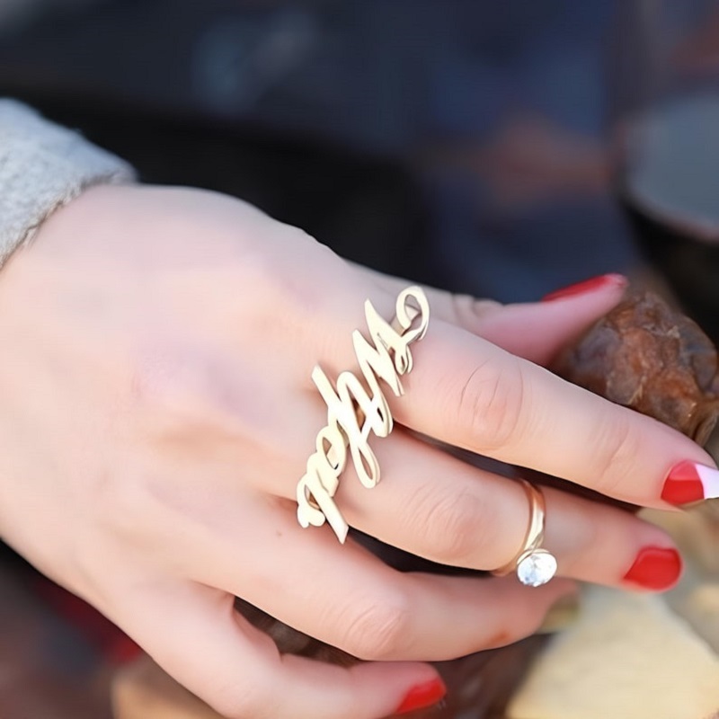 ปรับแต่งสแตนเลสสองนิ้วแหวนเงิน - Initial Ring Custom บทวิจารณ์และราคา